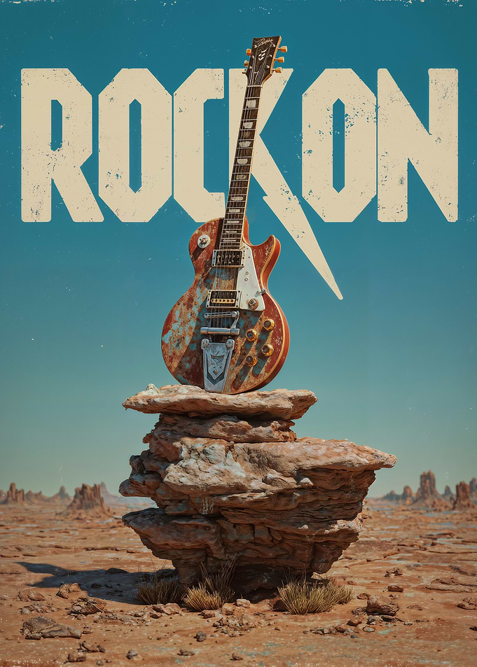 Rock On Guitar Desert Landscape
