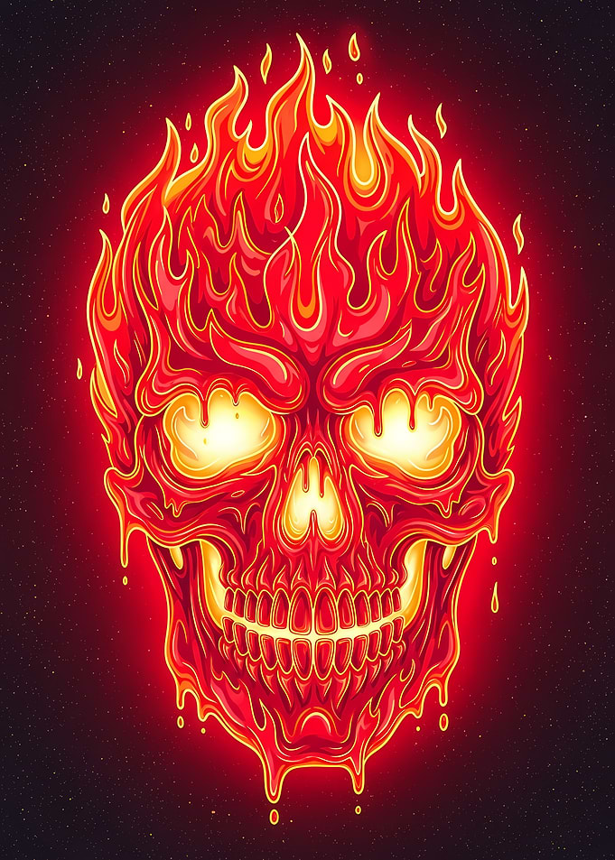 Flaming Skull Illustration