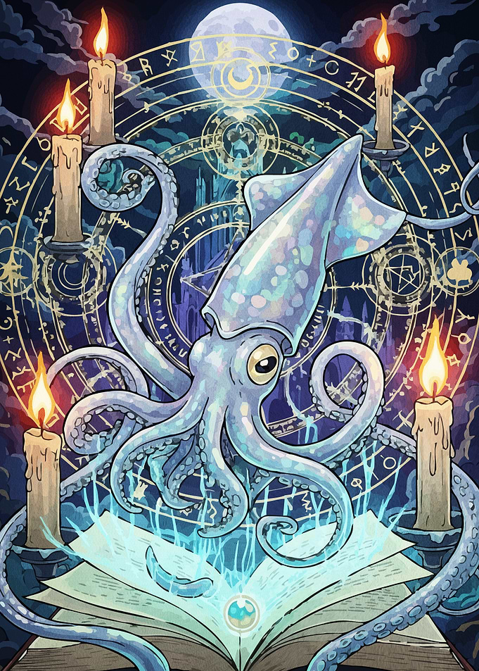 Mystical Squid Book Candles