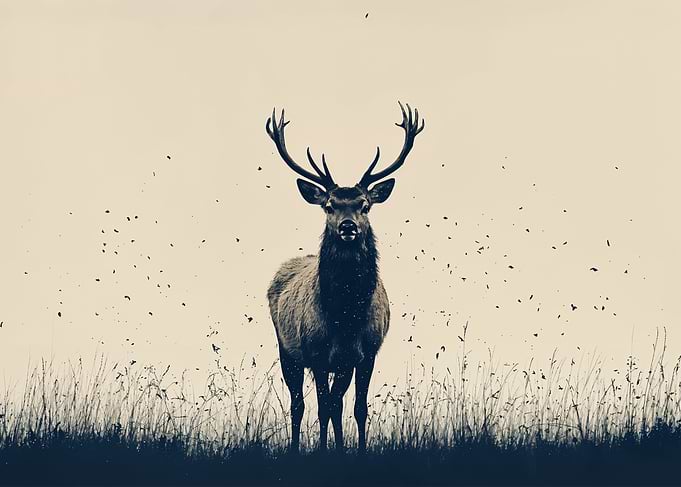 Majestic Deer in Grassy Field