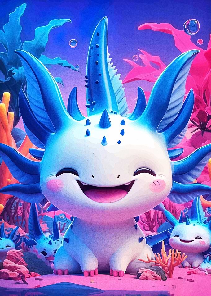 Cute Axolotl Cartoon Illustration