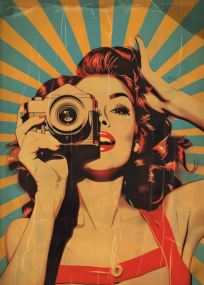 Retro Woman Photographer Pop Art