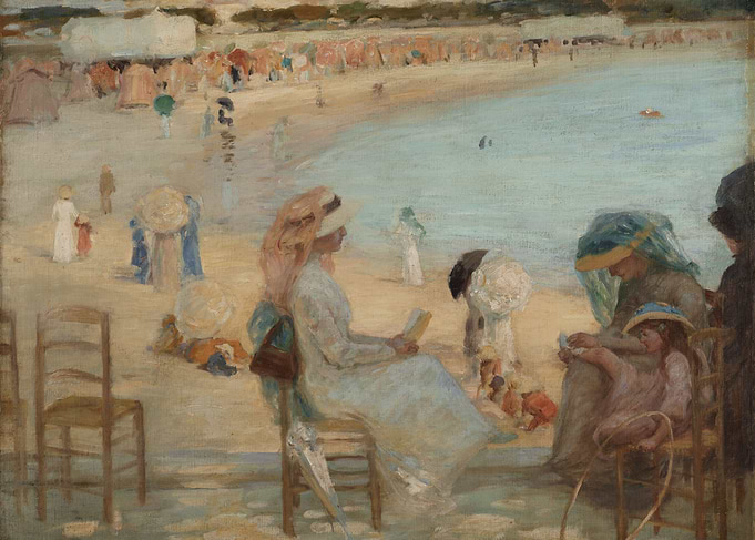 Impressionist Beach Scene with Figures