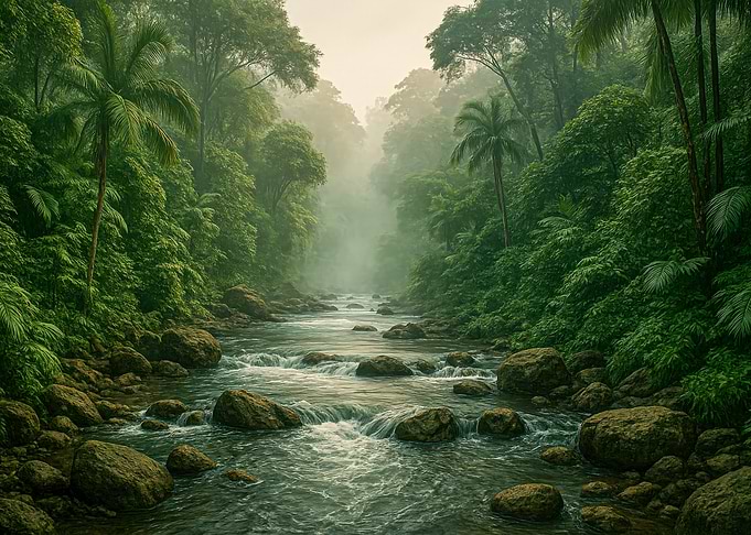 Lush Tropical River Landscape
