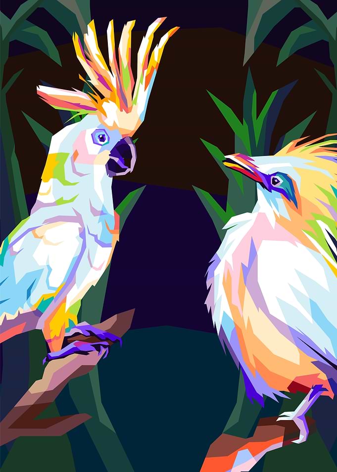 Colorful Birds Digital Art