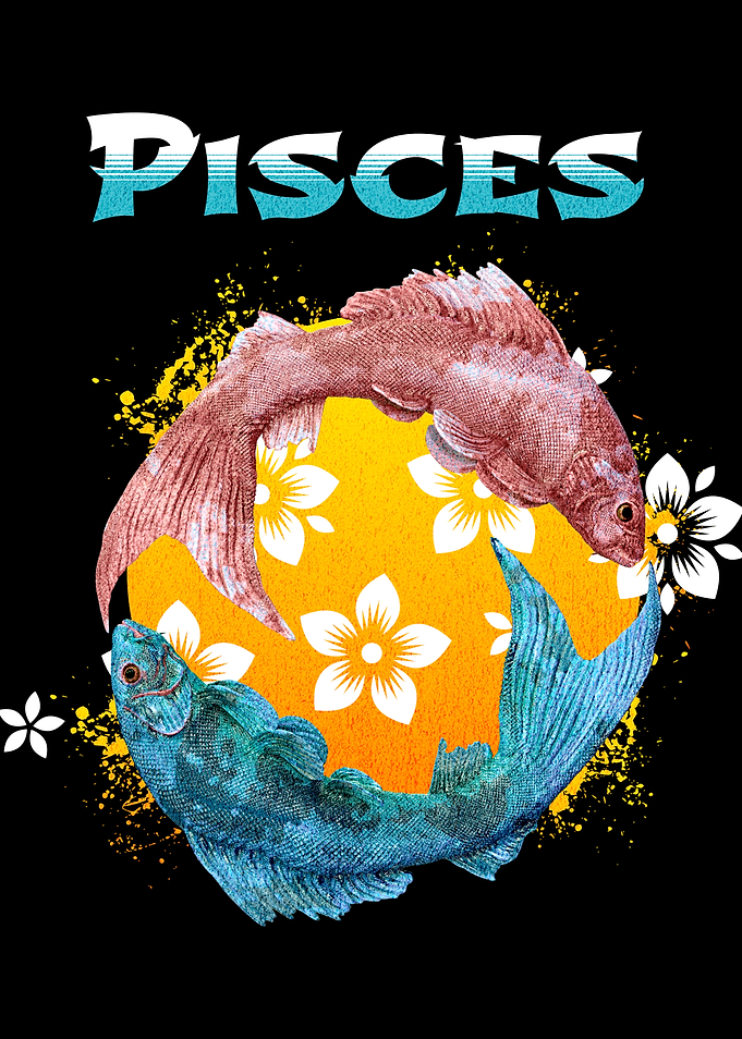 Pisces Zodiac Sign with Fish Illustration