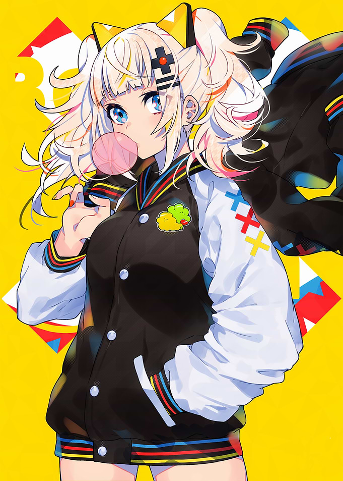 Anime Girl Blowing Bubble Gum