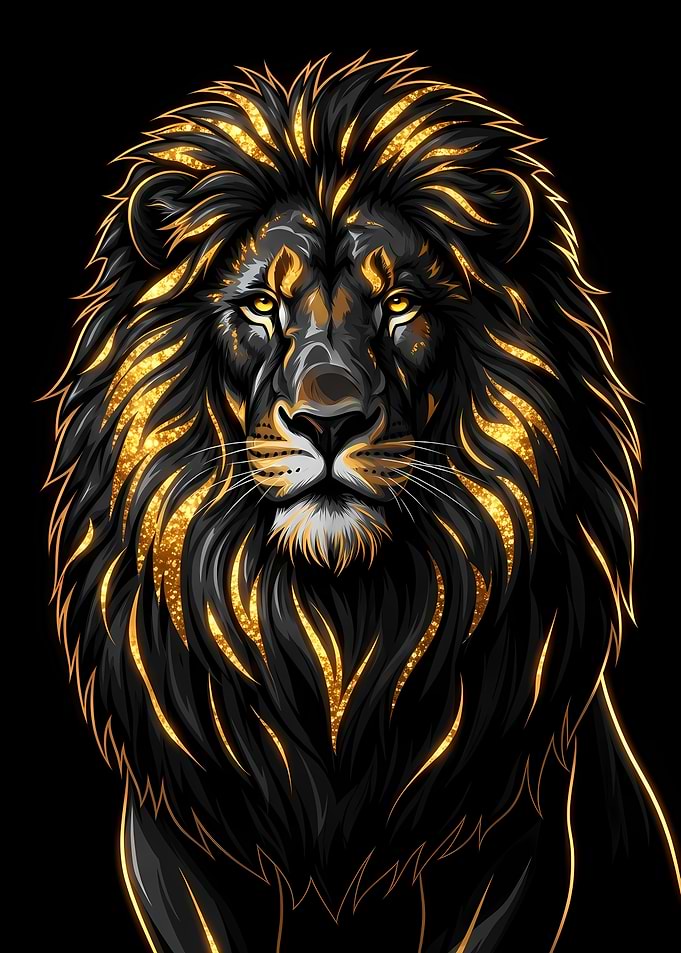 Golden Mane Lion Portrait