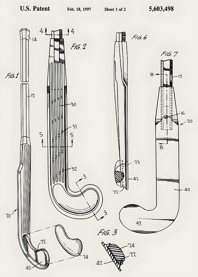 Golf Club Patent Drawing, 1997