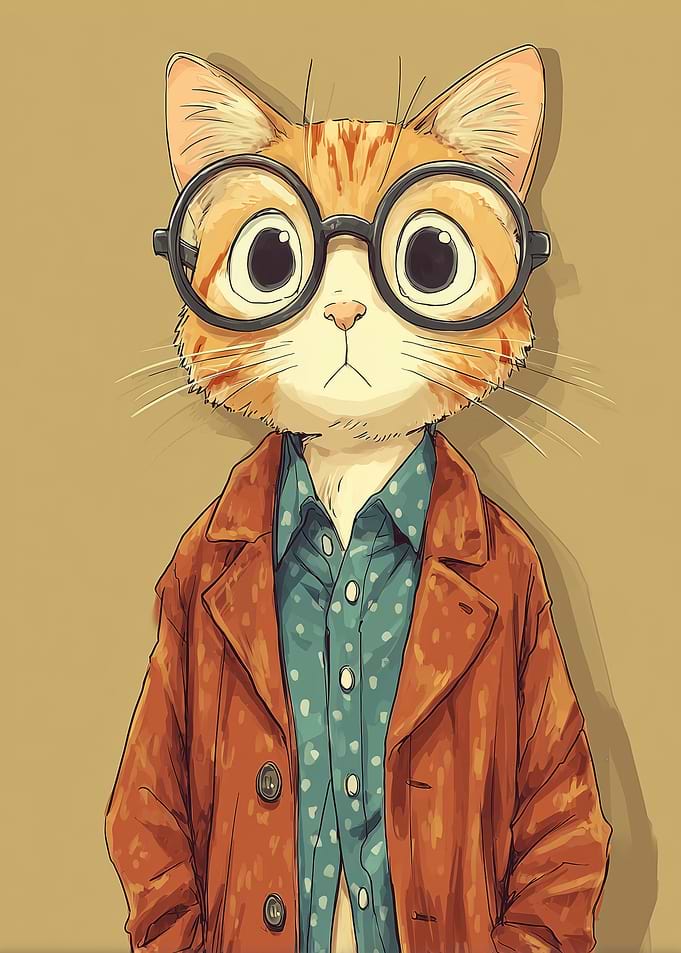 Cat with Glasses and Coat