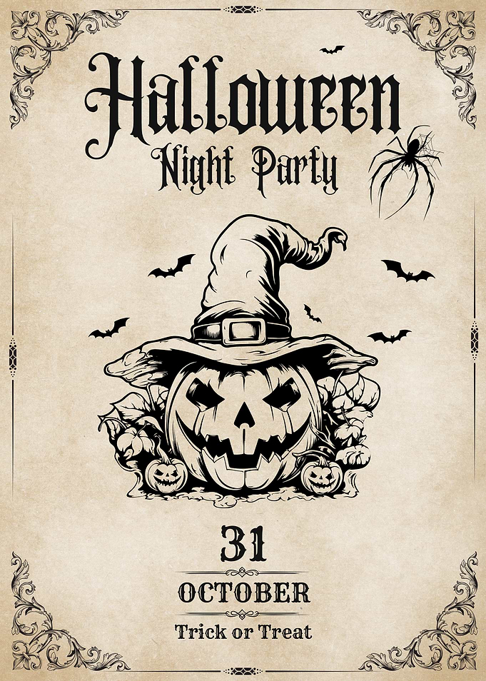 Halloween Night Party Vintage Poster