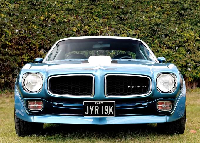 Blue Pontiac Trans Am Front View