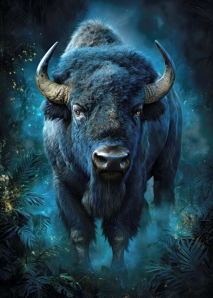 Majestic Bison in Enchanted Forest