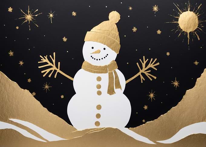 Festive Snowman with Golden Accents