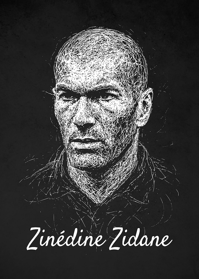 Zinedine Zidane Portrait Scribble Art