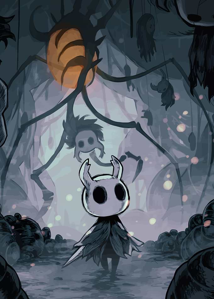 Hollow Knight Character in Dark Forest