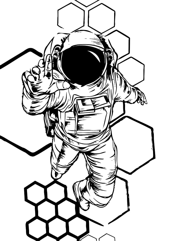 Astronaut in Space Black and White
