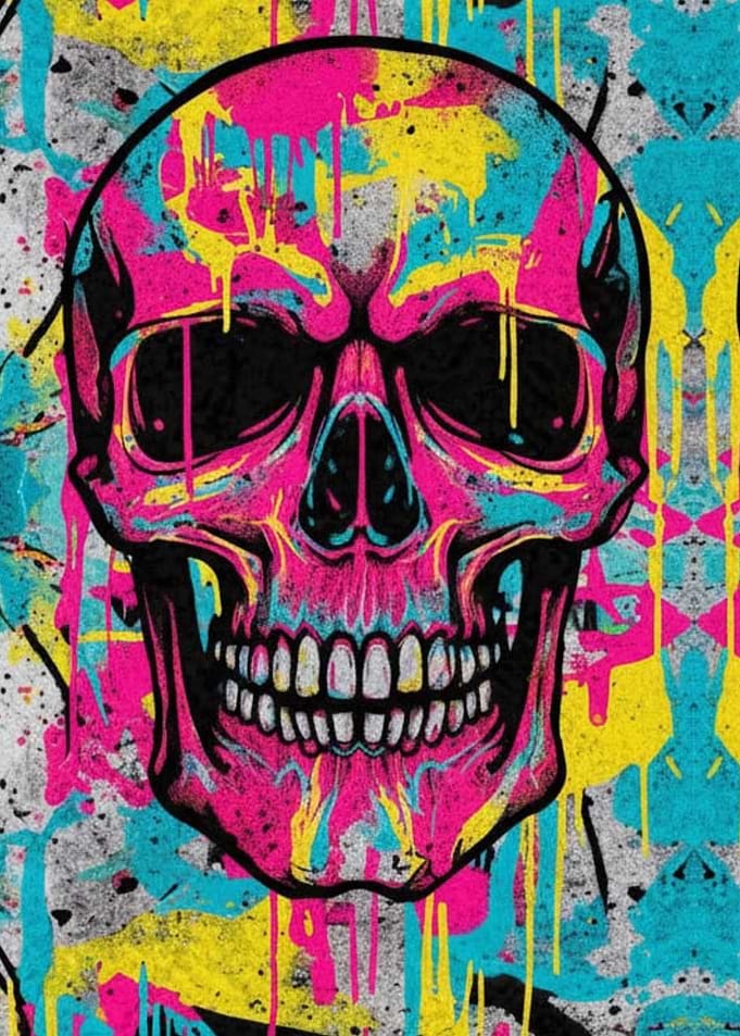 Colorful Skull with Dripping Paint