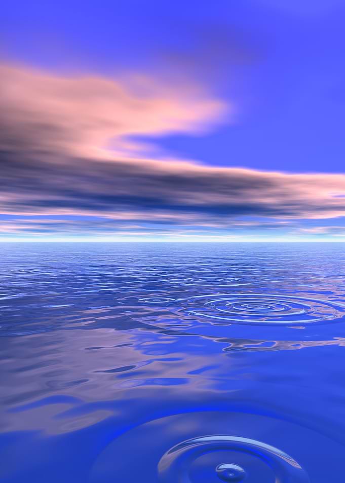 Blue Water Ripples Under Cloudy Sky