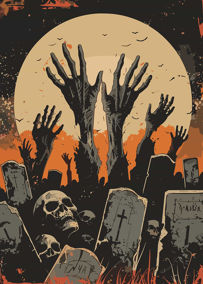 Zombie Graveyard Halloween Illustration
