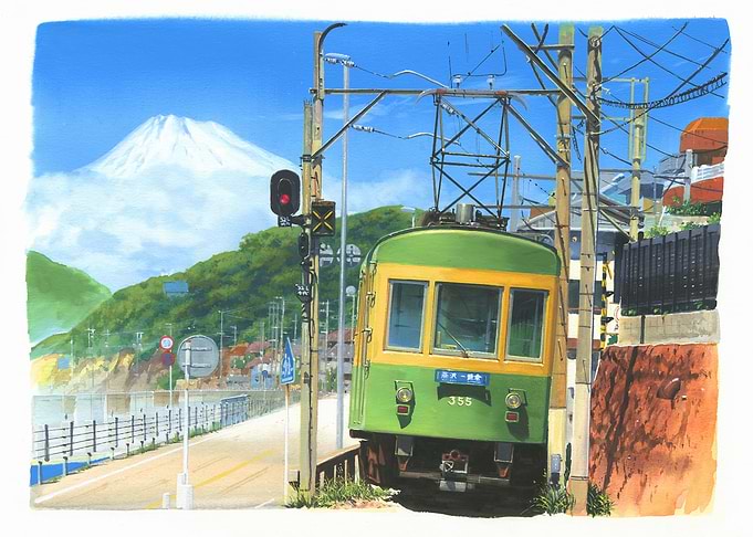 Japanese Train with Mount Fuji View