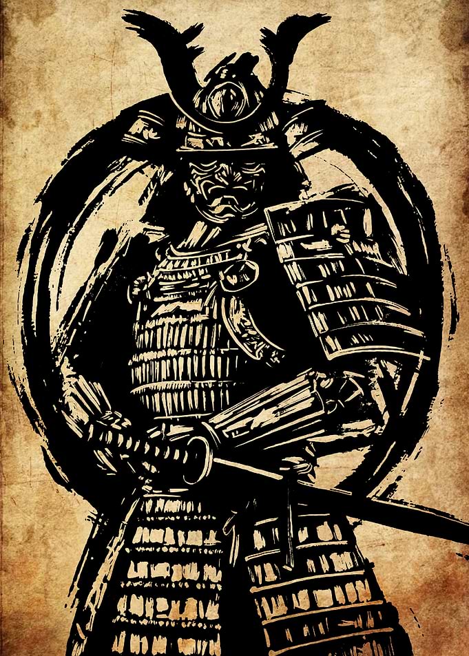 Samurai Warrior Ink Illustration