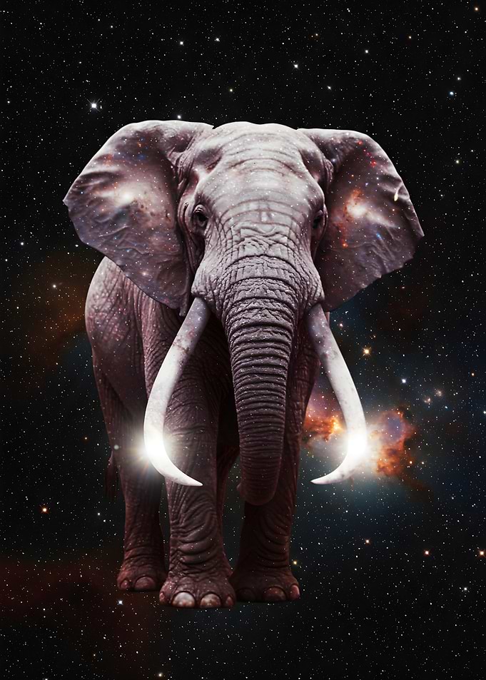 Cosmic Elephant in Starry Space