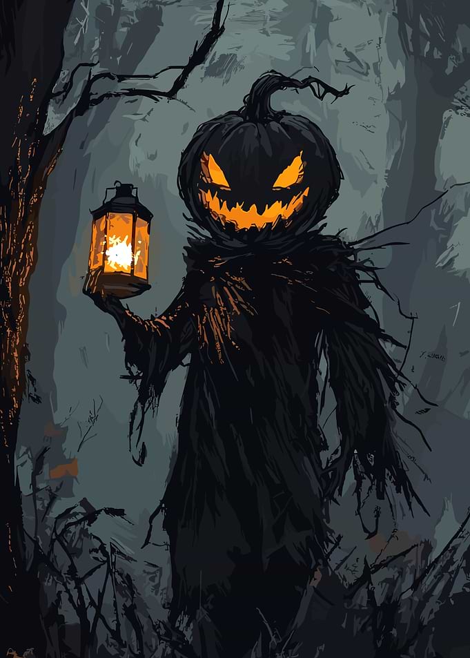 Halloween Pumpkin Scarecrow with Lantern