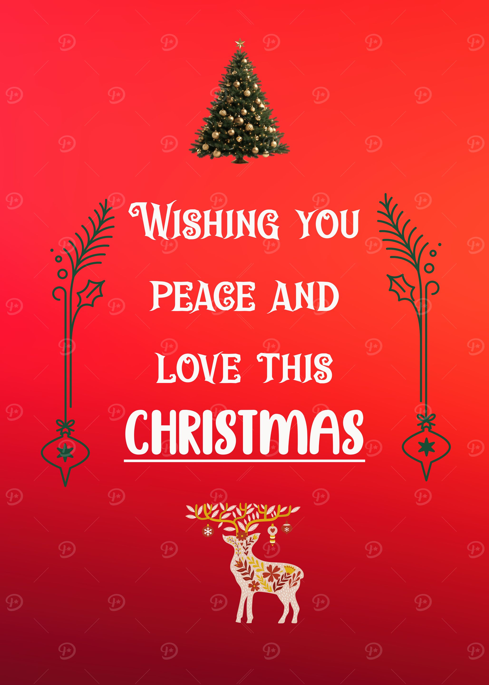 Christmas Greetings with Tree and Deer
