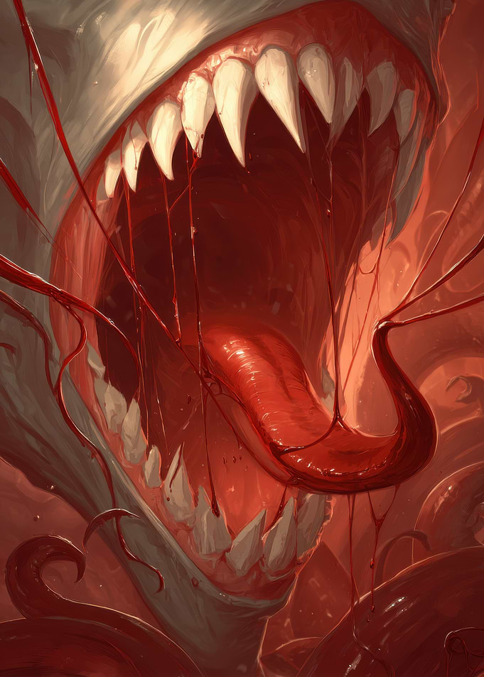 Monster Mouth with Sharp Teeth and Tongue