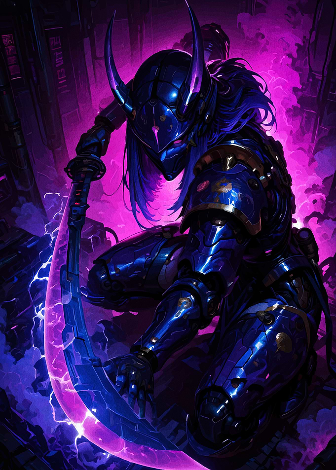 Cyberpunk Samurai Warrior with Energy Blade