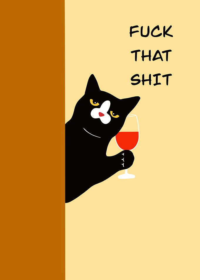 Sarcastic Cat with Wine