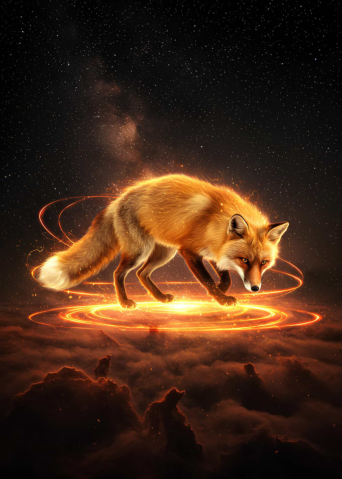 Mystical Fox in Cosmic Landscape