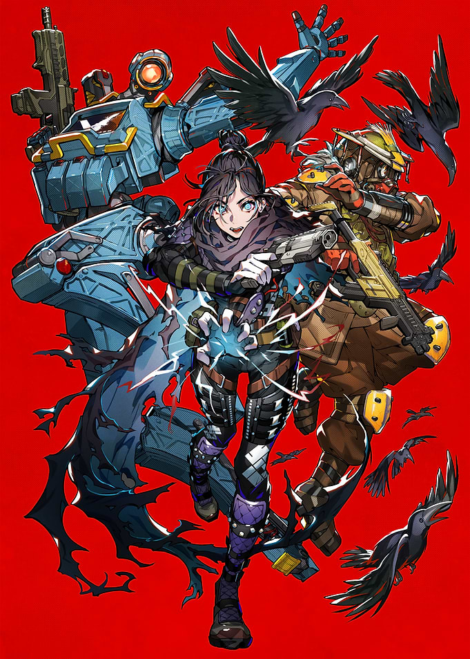 Apex Legends characters on red background
