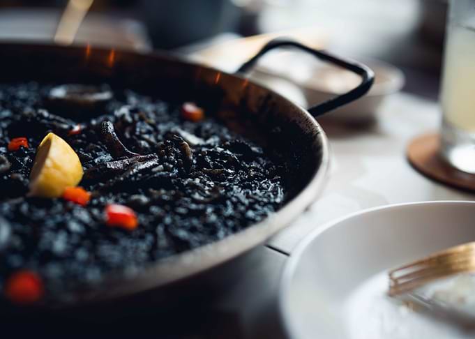Black Paella with Lemon and Peppers