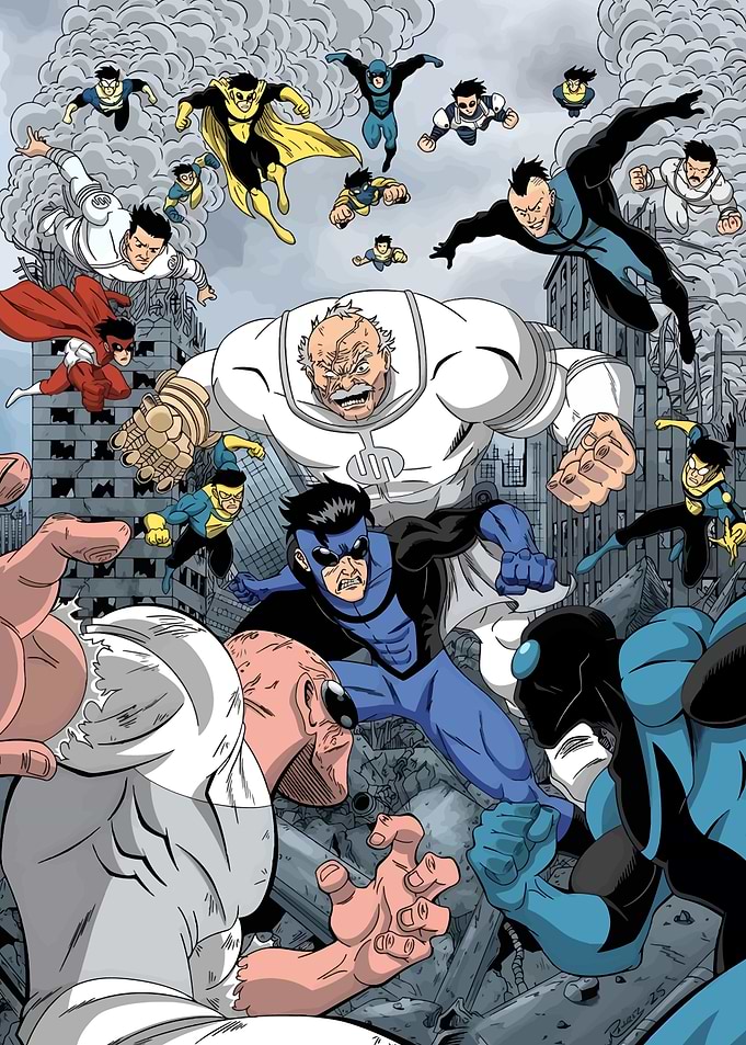 Invincible Comic Book Battle Scene