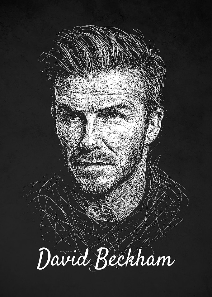 David Beckham Portrait Scribble Art