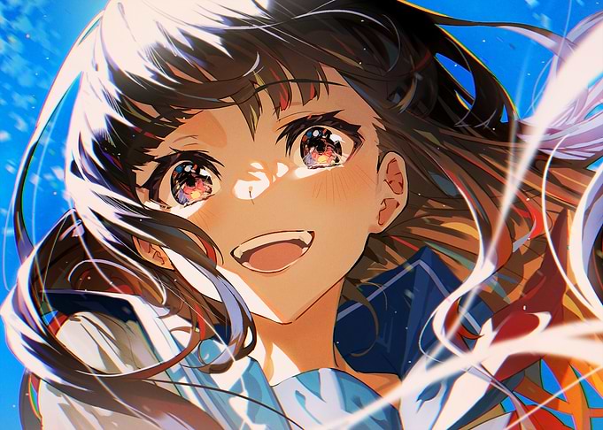 Anime Girl Smiling with Tears