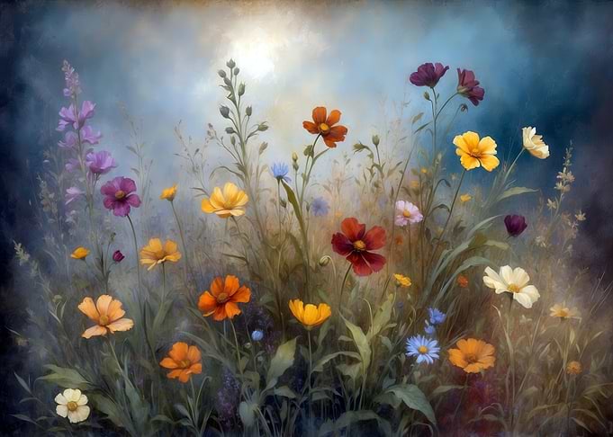 Colorful Wildflower Meadow Painting