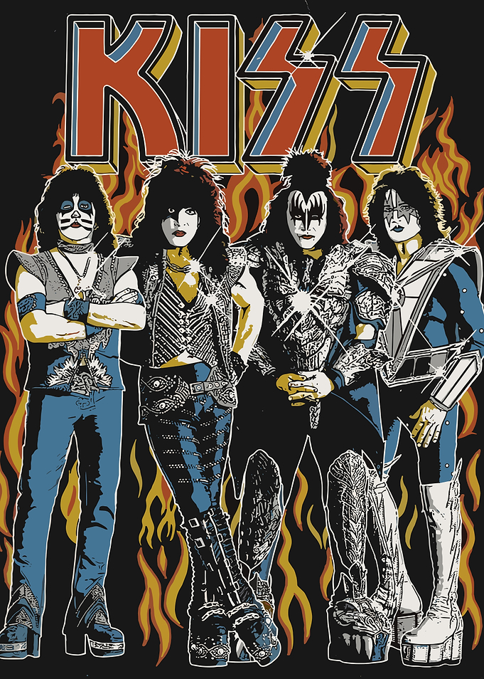 KISS Band Graphic with Flames