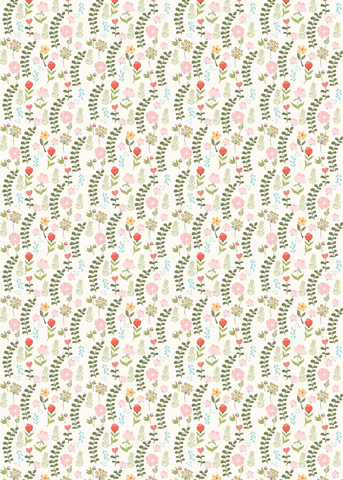 Floral Pattern with Pink and Green