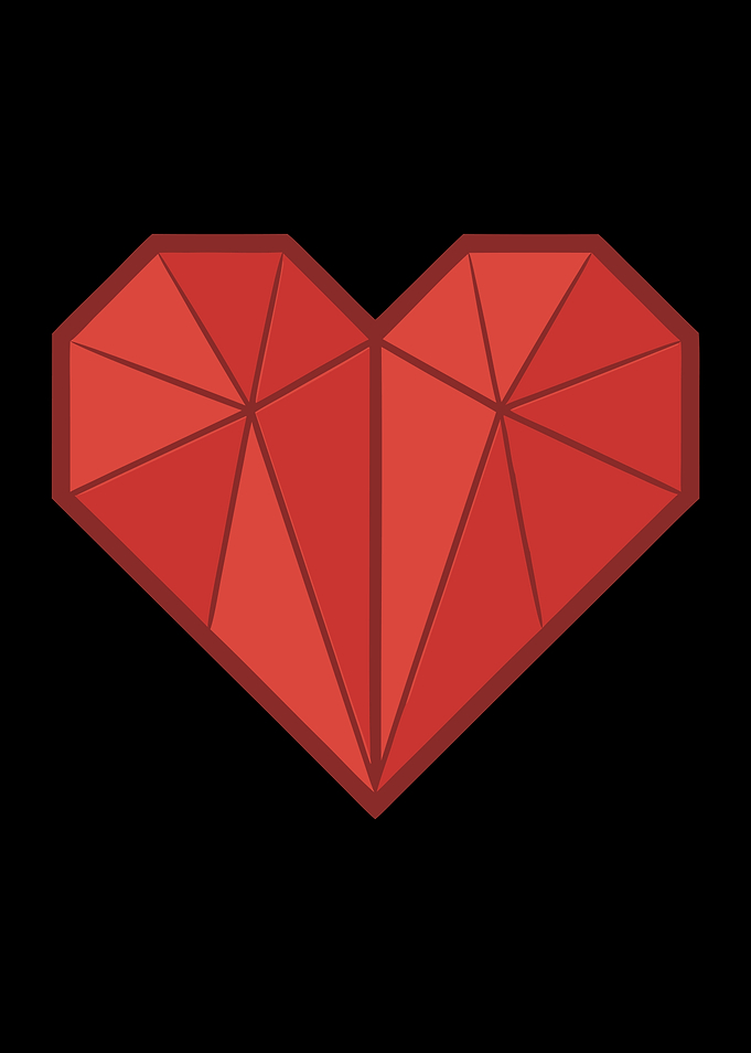 Geometric Red Heart on Black Background