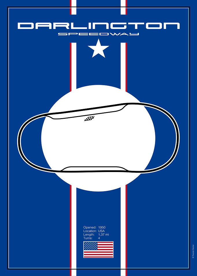 Darlington Speedway Track Map Poster