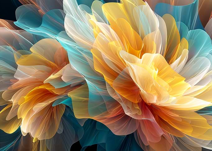 Radiant Bloom of Ethereal Petals in Light and Shadow