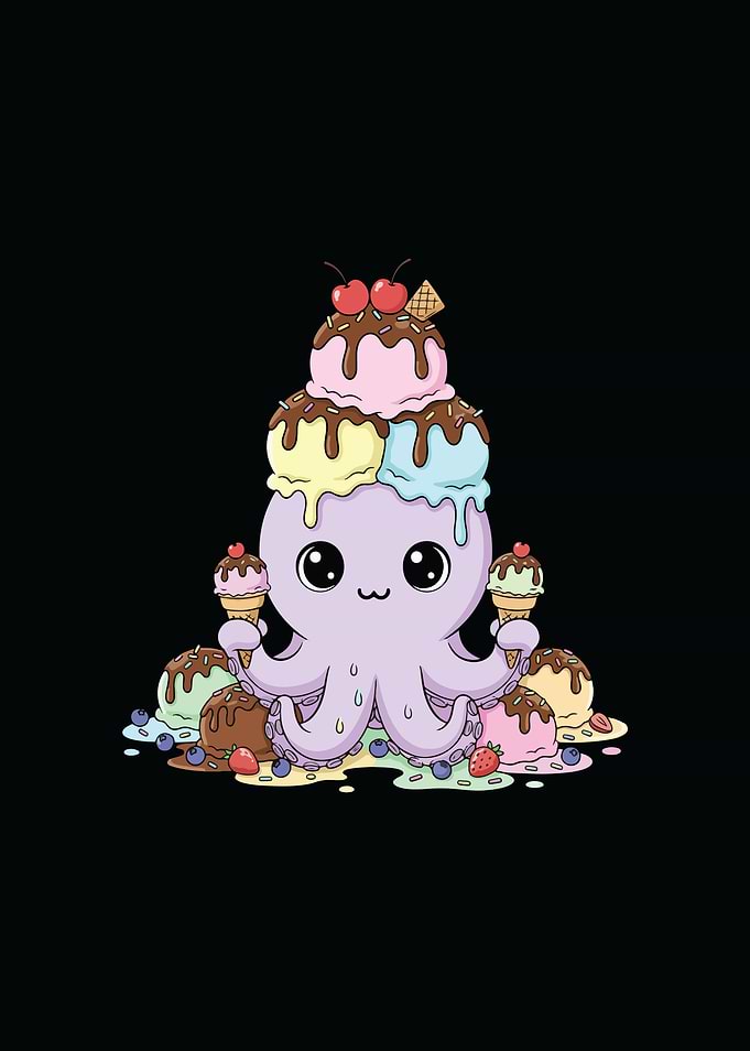 Cute Octopus with Ice Cream