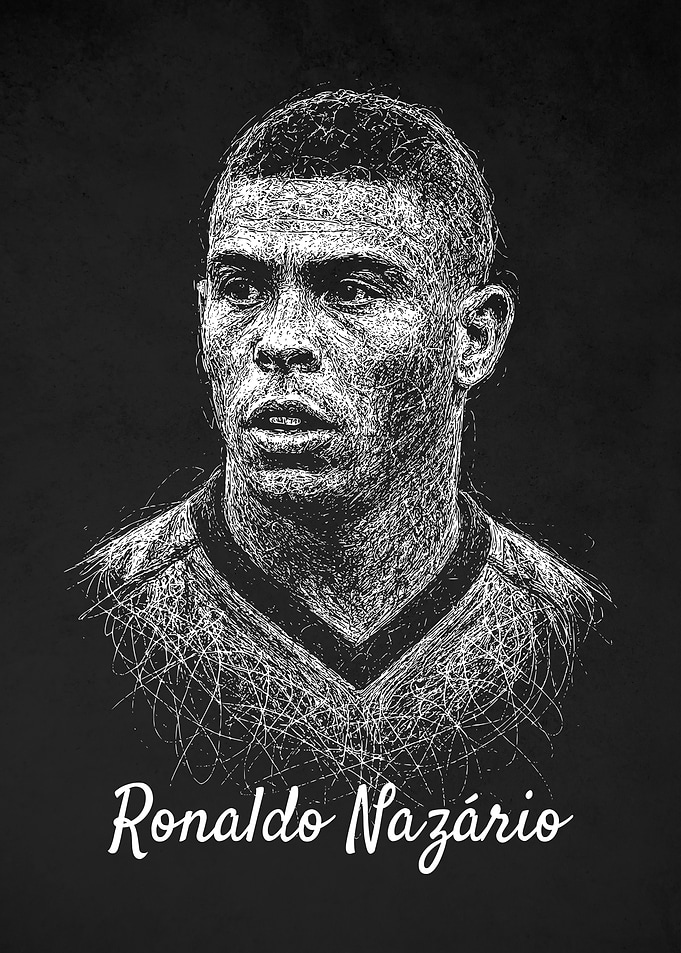 Ronaldo Nazário Portrait Scribble Art