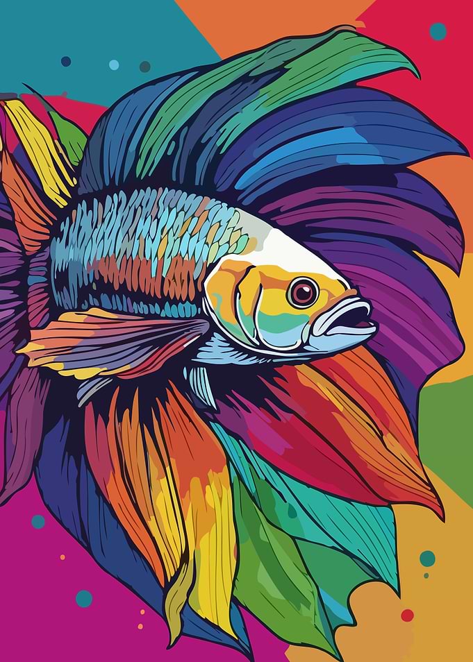 Colorful Betta Fish Digital Art