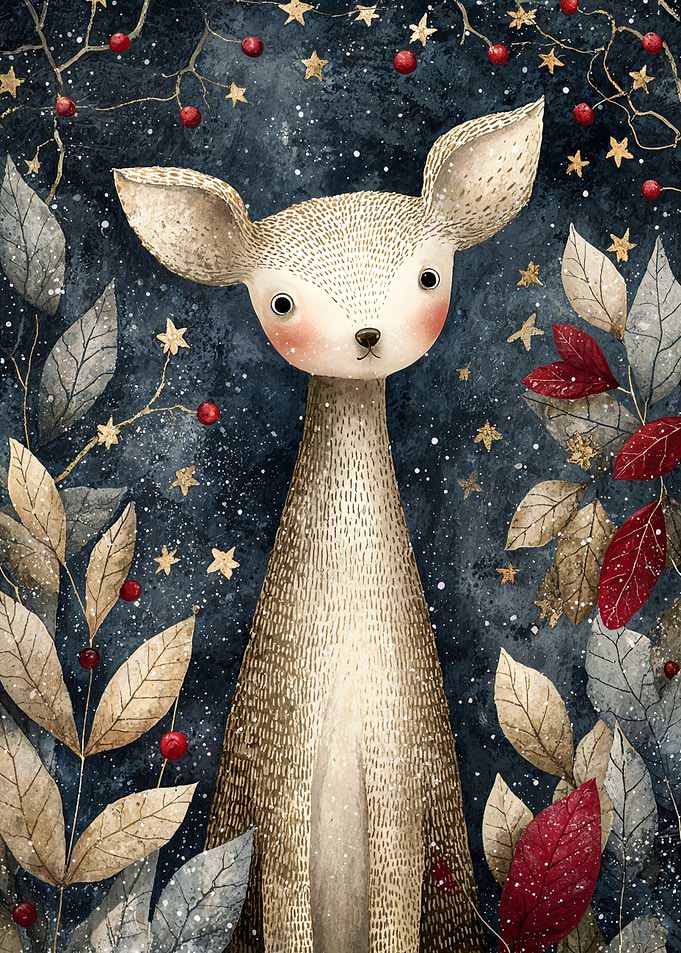 Cute Deer in Winter Wonderland