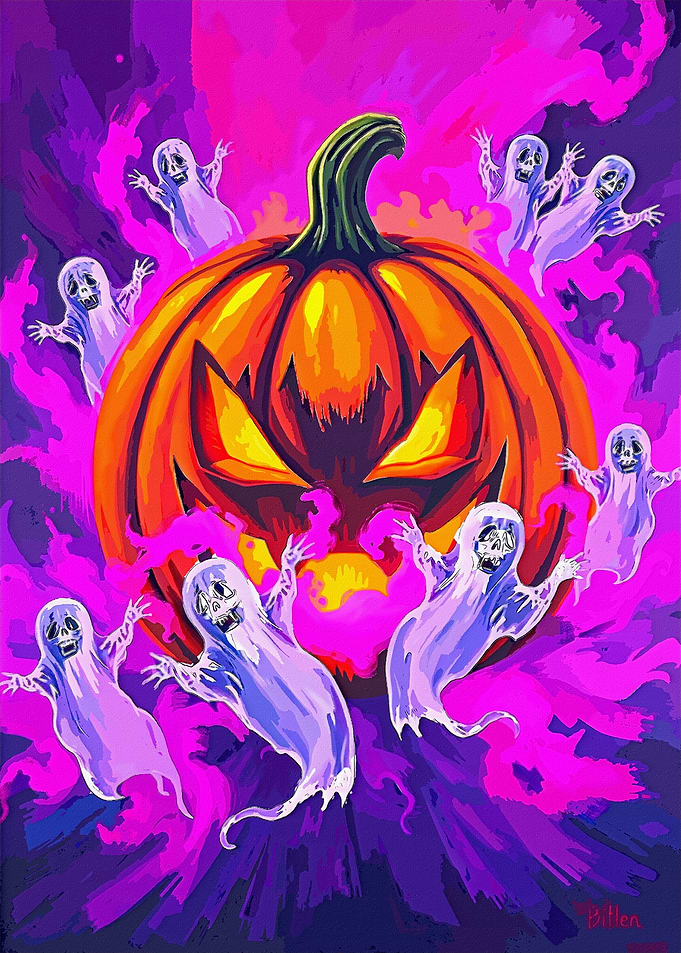 Halloween Pumpkin with Ghosts