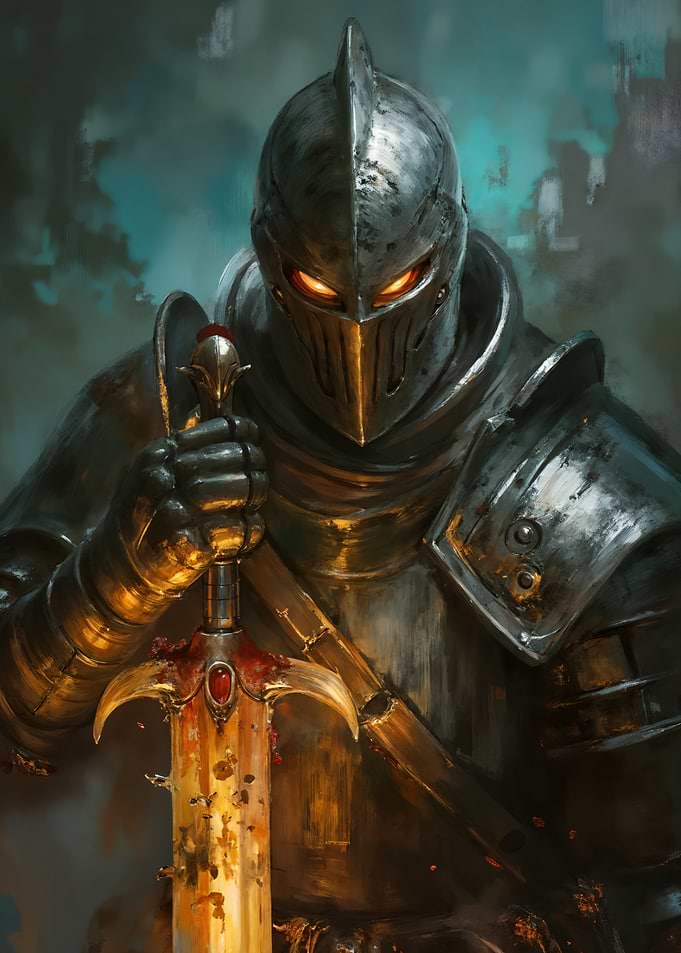 Dark Knight with Bloody Sword